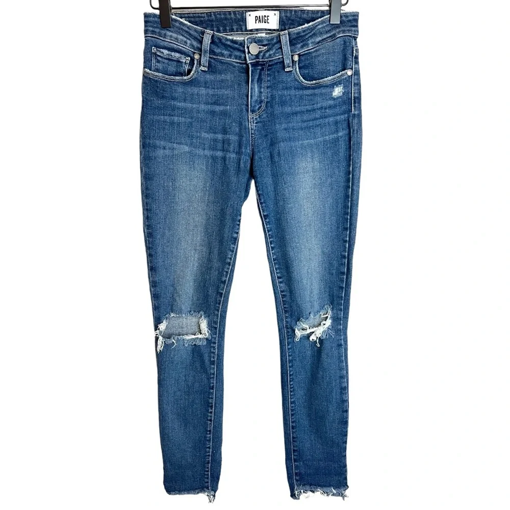 PAIGE Verdugo Ankle Ripped Raw Hem Jeans Dedee Dest